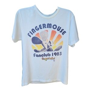 Cream Retro Fingermouse Fanclub 1985 Graphic Short Sleeve Tee - Size M